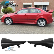 Fits 08-15 Mitsubishi Lancer PU Rear Bumper Lip Aprons 2PC Unpainted Black