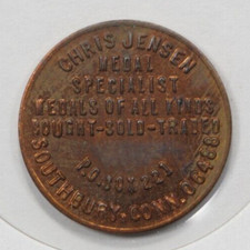 1976 Chris Jensen Medal Specialist, Southbury Connecticut Coin Dealer Token