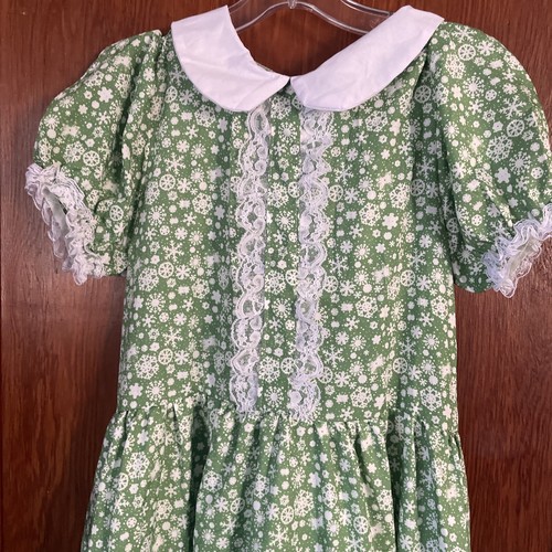 Prärie Kleid mit Haube grün weiß Schneeflocke Kurzarm Landhaus Kern Gr. S - Bild 7 von 18