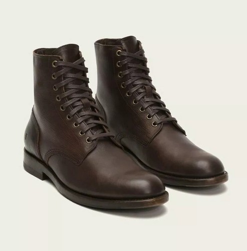Frye Men's Leather Combat Boots Lace-Up 