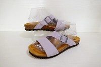 NEW MOSHULU LOIRE LILAC NUBUCK LEATHER CORK FOOTBED SLIDE SANDALS UK 6 EU39