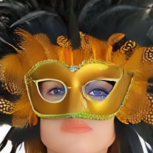 Mardi Gras Mask Gold Black Feathers Lion Masquerade Carnival Halloween Parade - Image 4 of 4