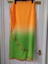 Voile de danse du ventre semi circulaire vert et orange