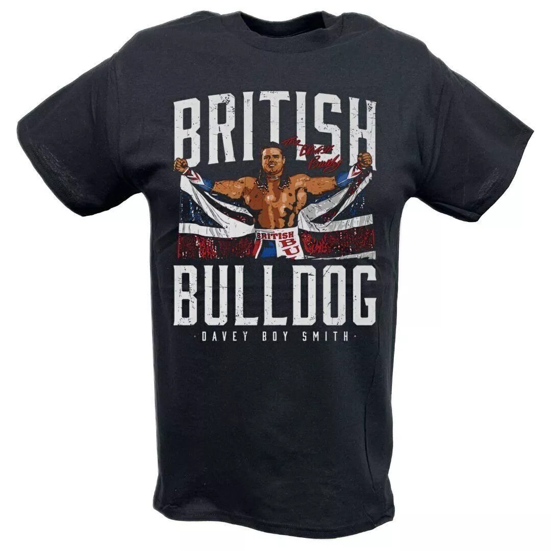 WWE British Bulldog Black Flag Graphic T-Shirt