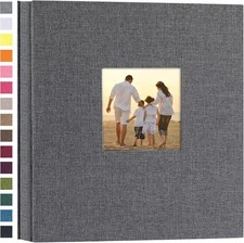 potricher Linen Hardcover Photo Album 4x6 600 Photos Large 600 Pockets, Gray