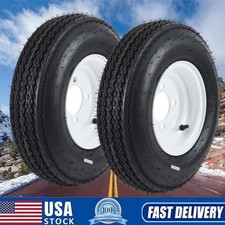 Set Of 2 Trailer Tires And Wheel 8 Rims 4.80-8 4.80x8 480-8 6pr 4 Lug On 4