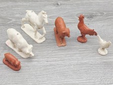 6 Vintage original 1960s Auburn Rubber toy farm animal horse Pig Chicken Sheep