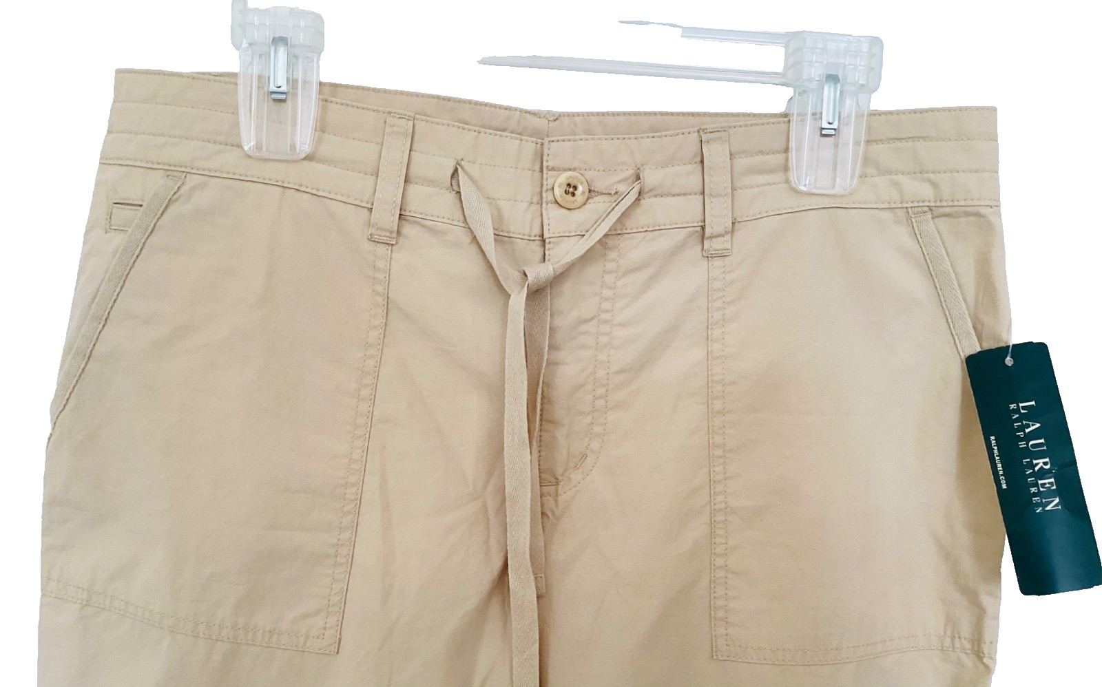 Lauren Ralph Lauren Women's Size 8 Beige /Tan Drawstring Waist Cropped Pants NWT thumbnail 2
