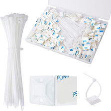 Strong Back-Glue Self Adhesive Cable Zip Tie Mounts Kit - 50 Set Cable Managemen