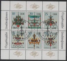 DDR 1989: Kleinbogen 3289-3294 mit Schnittmarkierung und ESSt