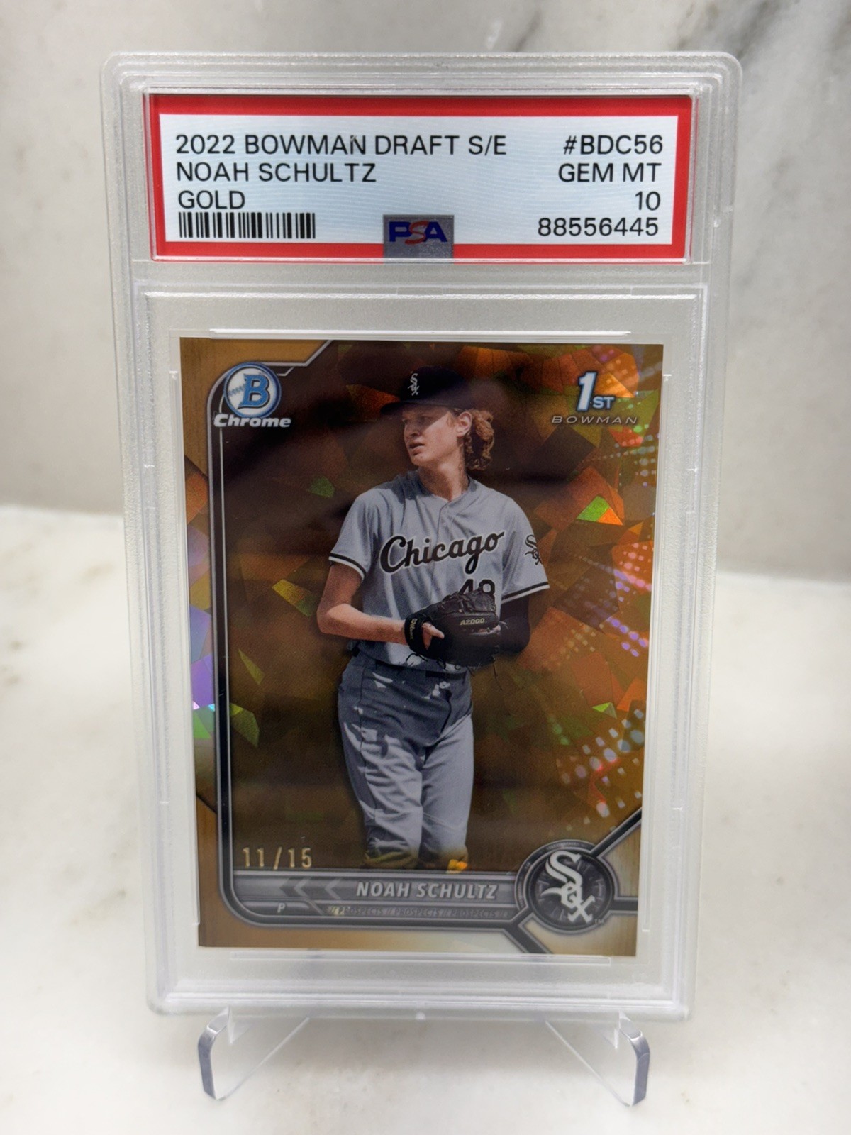 2022 Bowman Chrome Draft Sapphire Edition Noah Schultz Gold /15 PSA 10