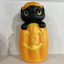 Black Cat Pumpkin Jack O Lantern Light-Up Halloween Blow Mold 17  NOT WORKING