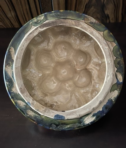 Centrotavola frutta vintage metà secolo maiolica ceramica coperchio 15 x 9 RARO - Foto 12 di 17