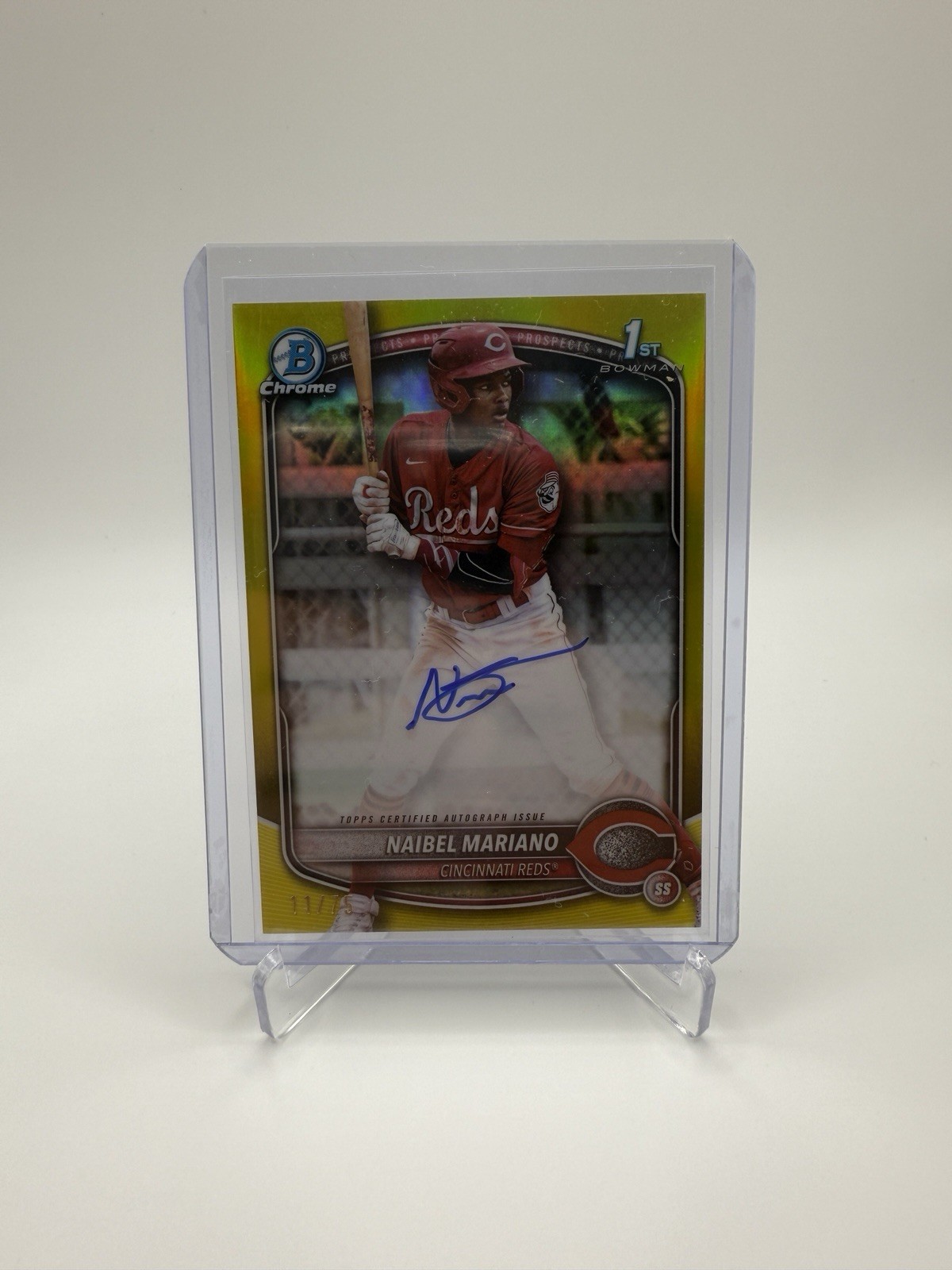 2025 Bowman Chrome Naibel Mariano Yellow Refractor 1st Bowman Auto /75 #CPA-NM