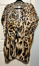 Chicos Kimono Leopard Animal Print Cool Ocelot Wrap Ruana Front Tie Size S/M NWT