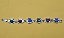 Vintage Signed Sarah Coventry Silver Tone Bracelet with Stones
