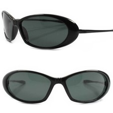 Genuine Vintage Classic 80s Old Stock Black Wrap Around Sporty Oval Sunglasses