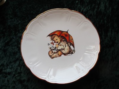 Teller Reutter Porzellan, Hummel , Umbrella girl , Ja ,  ich bin zufrieden