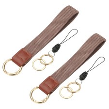 Keychain Wristlet, 2 Pcs Cute Keychain Woven Wrist Lanyard, Dark Pink