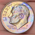 2004-P Roosevelt Dime Beautiful Brilliant Gold/Rainbow Toned Coin   #9