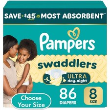 Pampers Swaddlers Ultra Diapers, Size 8 30 Pounds , 86 Count
