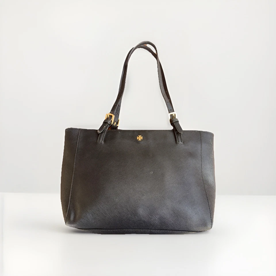 "Cartera de viaje TORI BURCH CUERO NEGRO triple compartimento 14""x12""" Foto 3 de 4