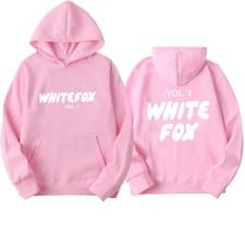 Girls White Print Foxes Pocket Hoodies Sweatshirts Casual Pullover Tops New 
