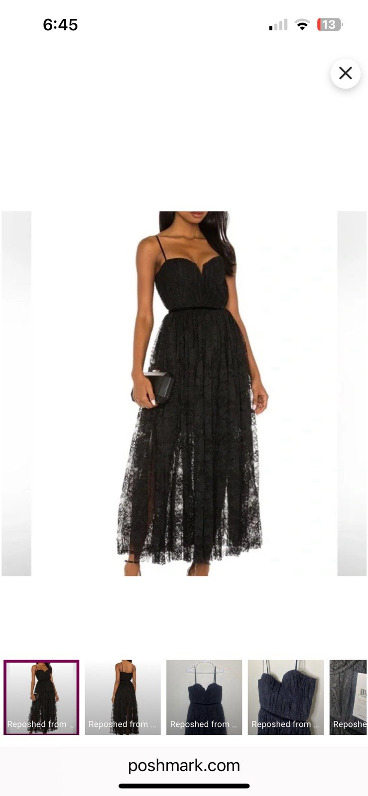 Sau Lee Selena Black Lace Corset Gown Maxi Dress NWT Size 4