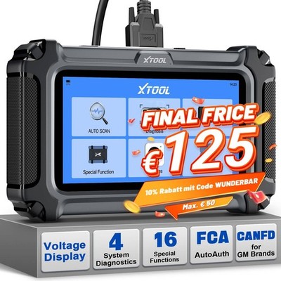 XTOOL D5S OBD2-Scanner Codeleser Motor ABS SRS, Getriebe, Fahrzeugdiagnosegerät