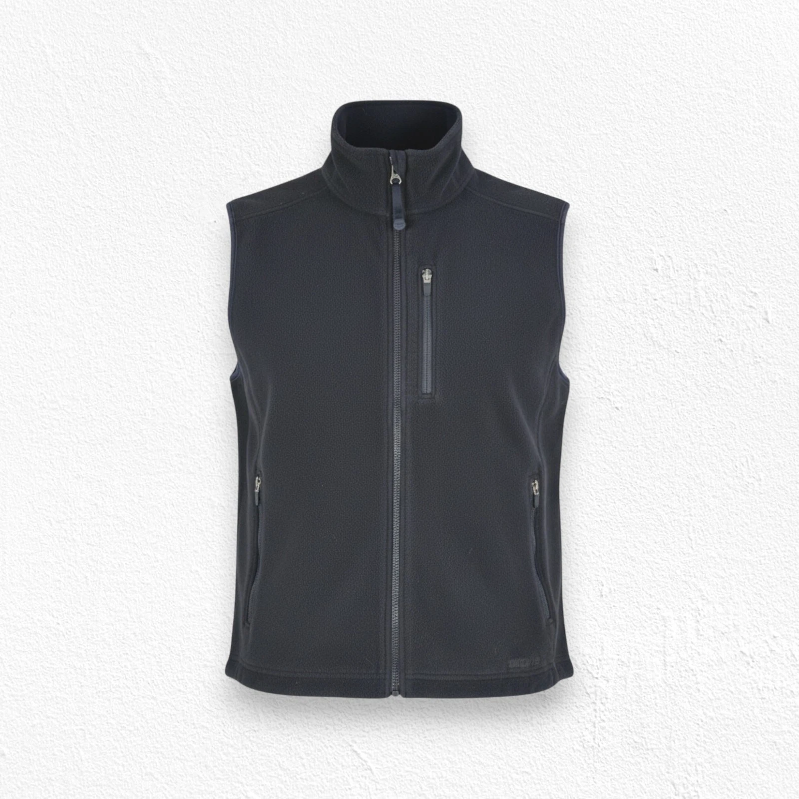 L L Bean Black Fleece Full Zip Gorpcore Mock Neck Sleeveless Vest Size Medium