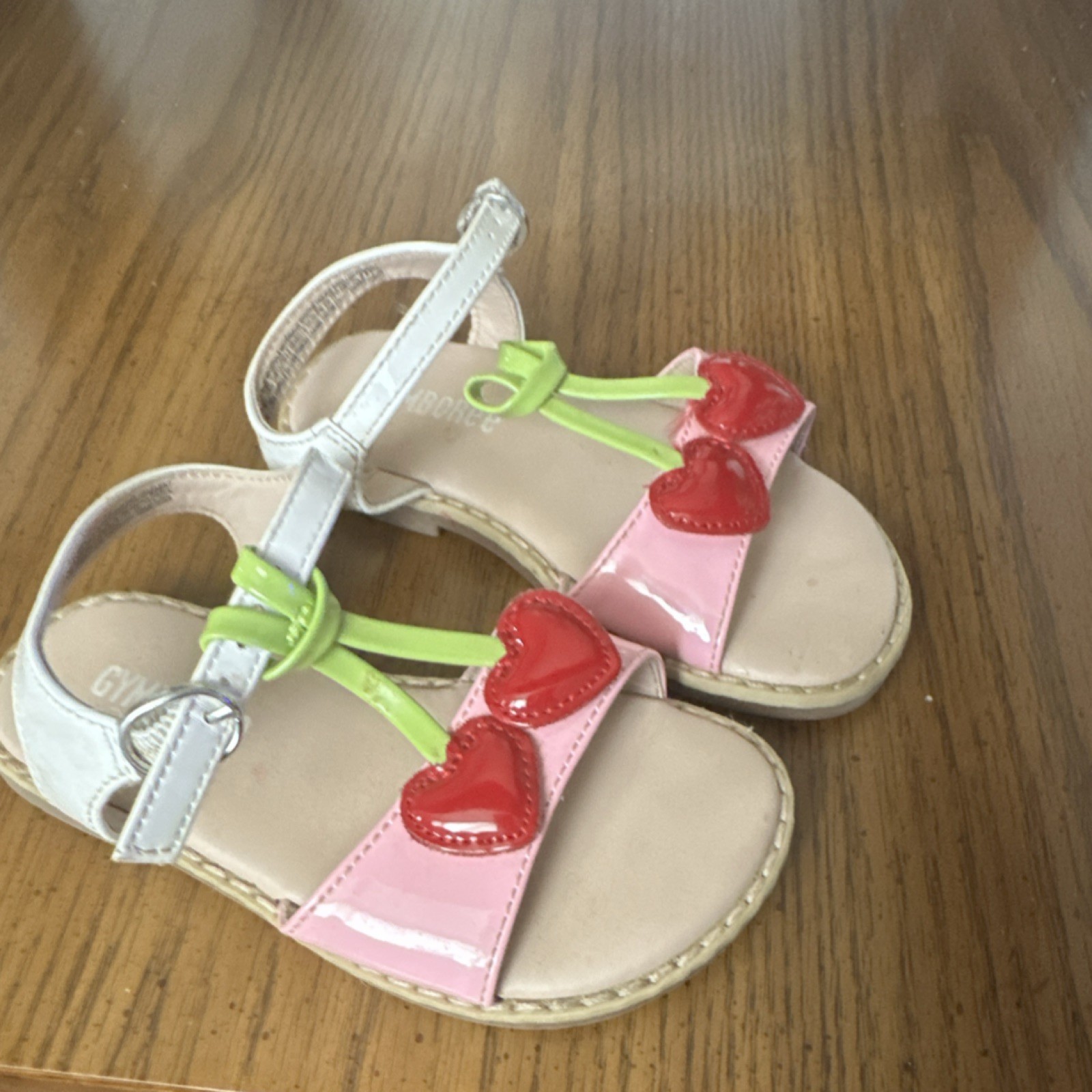 Gymboree Girls Strappy Heart Sandals Pink Red Size 8