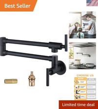 Pot Filler Faucet Matte Black, Brass Pot Filler Wall Mount Kitchen Stove Fauc...