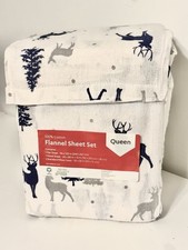 Cotton Flannel Sheet Set Deep Pockets Breathable Warm 170 GSM Soft Queen DEER