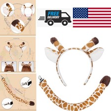 Animal Ears and Tail Set for Cosplay with Headband and Giraffe Tail Accessories