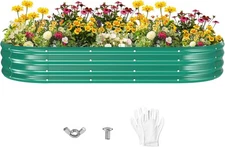 Galvanized Raised Garden Beds for Gardening - 72 x 36 x 12 inch Oval Metal 