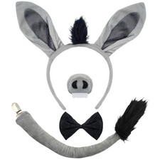 Donkey Ears and Tail Donkey Costume Donkey Headband with Tail Nose Bowtie