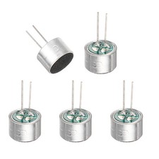Cylindrical Electret Condenser Mic Inserts with Pins 9.7 6.7mm Pack of 5 Silver