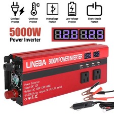 5000W Power Inverter DC 12V to AC 110V Car Sine Wave Converter Modified 4 USB