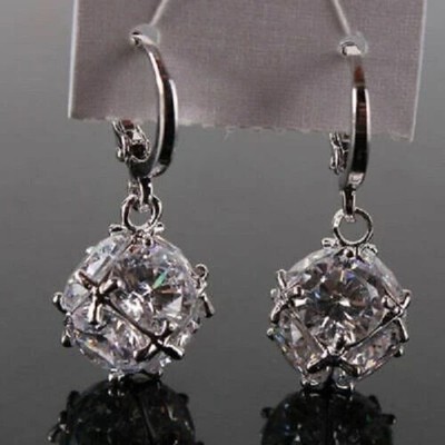 4Ct Round Lab Created Diamond Bezel Set Stud Earrings 14K White Gold Over