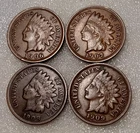 ■ 4pc Lot: 1906 1907 1908 1909 INDIAN PENNY ONE CENT ☐ Higher Grades
