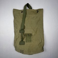 Military Duffel Bag Olive Green Canvas US Army Vintage Gear Barracks Bag OD