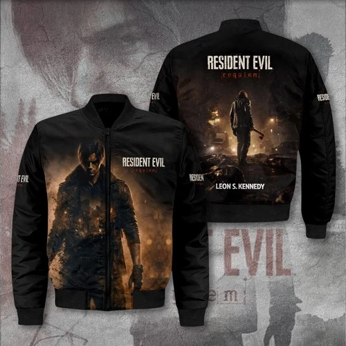 Resident Evil Requiem x Leon Scott Kennedy 3D Bomber Jacket GNE5414.5 Trending - product listing photo