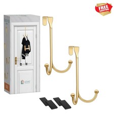 Multipurpose Heavy Duty Over The Door Hooks - 2-Pack with Elegant Design, Gold