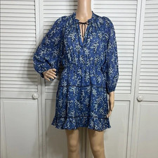 ULLA JOHNSON Brienne Dress Floral Peasant Style Mini Cotton & Silk Dress Size 8