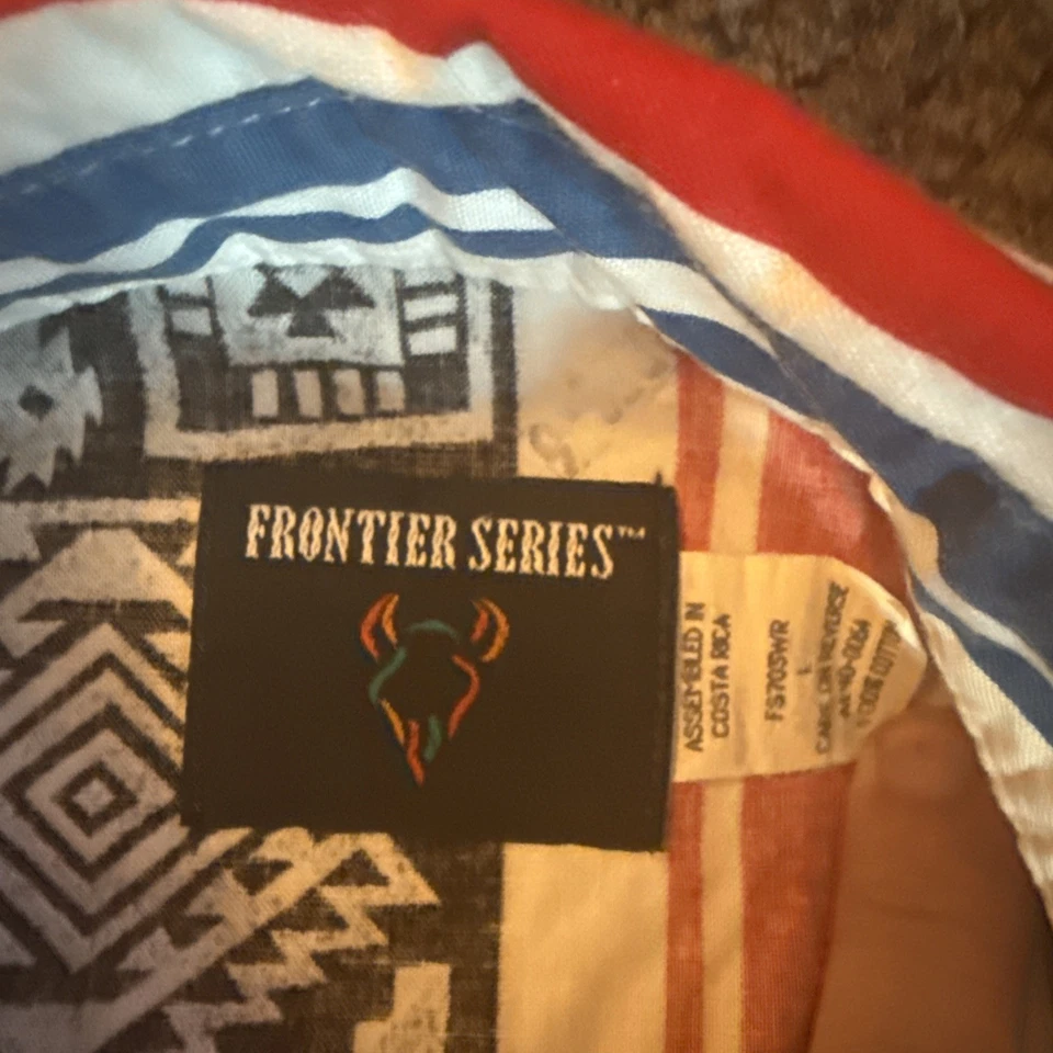 Vintage Wrangler Brushpopper Frontier Series Western Shirt Mens Large Aztec - Image 2 of 4