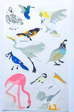 Birds Sticker Sheet - Mrs Grossmans Snowy Owl Hummingbird Cockatoo Ori