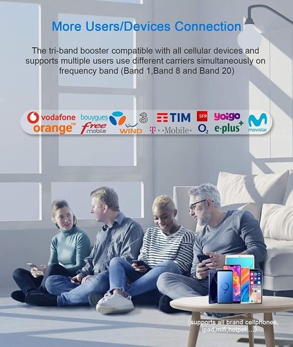 Répéteur amplificateur de signal de téléphone portable tri-bande pour Verizon AT&T T-Mobile 3G 4G LTE - Photo 3 sur 3