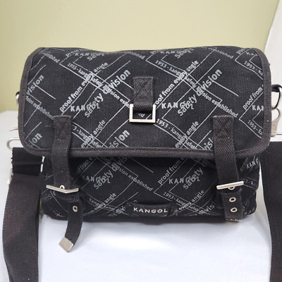 Kangol Black Canvas Military Cross Body Messenger Bag Safety Division S/M