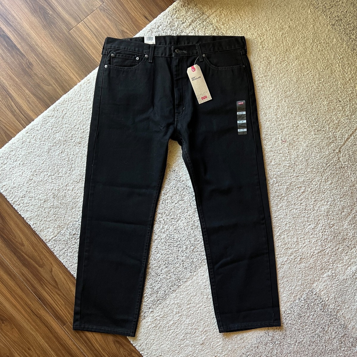 NEW Levi's 505 Regular Fit Men's Black Denim Straight Leg Jeans