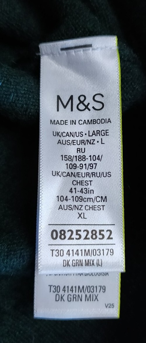 Preloved M&S Mens Autograph Pure Cashmere Teal Green VNeck Jumper (RRP